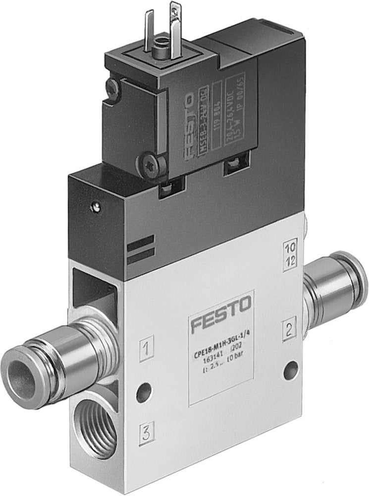 Festo 3/2 NO Monostable Válvula Solenoide De Aire QS-10 1000l/min - 163776
