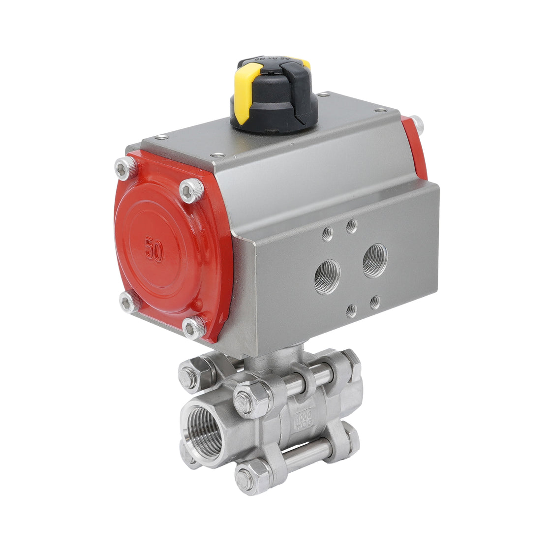 Válvula de Bola Neumática de Acero Inoxidable 2 Vías Rp 1-1/4'' Doble Efecto