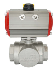 3-Way Pneumatic Ball Valve G1/2'' T-bore Brass Double Acting