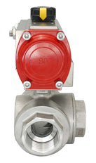 3-Way Pneumatic Ball Valve G3/8'' L-bore Brass Double Acting