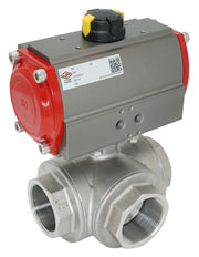 3-Way Pneumatic Ball Valve G3/8'' L-bore Brass Double Acting