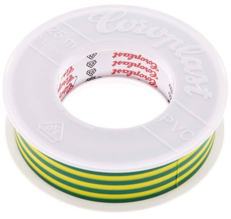 Cinta aislante eléctrica probada por VDE 25mm/25m Verde/Amarillo