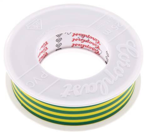 Cinta aislante eléctrica probada por VDE 25mm/25m Verde/Amarillo