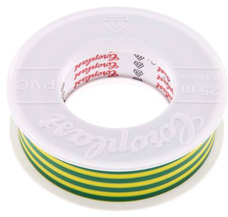 Cinta aislante eléctrica probada por VDE 25mm/25m Verde/Amarillo
