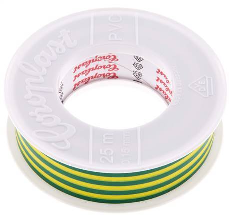 Cinta aislante eléctrica probada por VDE 25mm/25m Verde/Amarillo