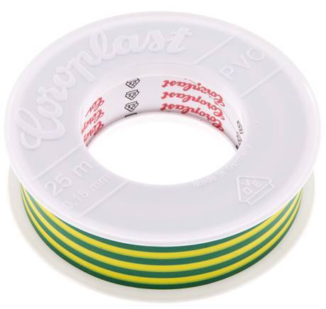 Cinta aislante eléctrica probada por VDE 25mm/25m Verde/Amarillo
