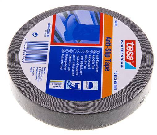 Cinta adhesiva antideslizante 25mm/15m Negro