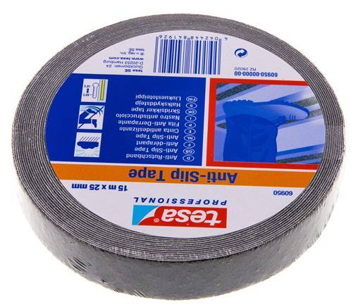 Cinta adhesiva antideslizante 25mm/15m Negro