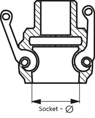Conector de acoplamiento de aluminio Camlock DN 40 (1 1/2'') para enchufe MIL-C-27487