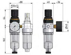 FRL 2 Partes G1/8'' 350l/min 0.5-6.0bar/7-87psi Semi-Auto Metal Estándar 0
