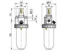 Lubricador G1/4'' Jaula Protectora de Policarbonato Estándar 1