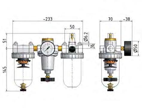 FRL G1/2'' 1400l/min 0,5-10,0bar/7-145psi Estándar 2