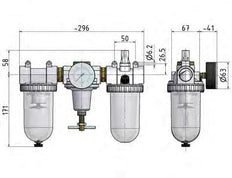 FRL G1'' 3200l/min 0,5-10,0bar/7-145psi Estándar 3