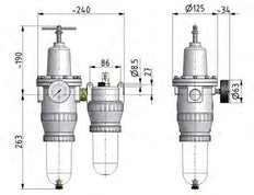 FRL G1'' 4000l/min 0,5-10,0bar/7-145psi Estándar 5