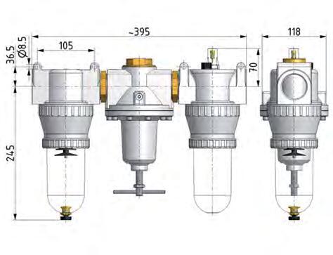 FRL G1 1/2'' 4900l/min 0,5-10,0bar/7-145psi Estándar 5