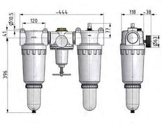 FRL 3 Partes G2'' 18500l/min 0.5-10.0bar/7-145psi Auto Metal Estándar 8