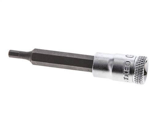 inserción de pasador largo de 1/4" Gedore de 60 mm para tornillos de cabeza hueca hexagonal de 3 mm
