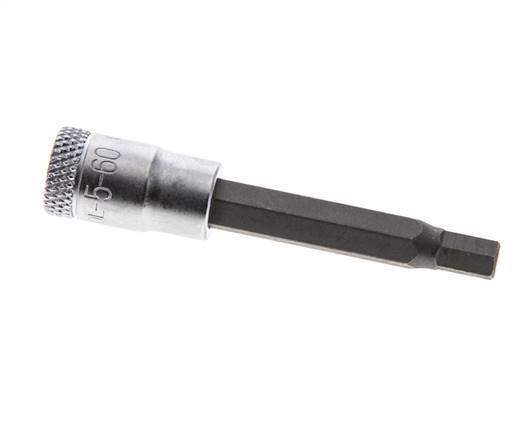 inserción de pasador largo de 1/4" Gedore de 60 mm para tornillos de cabeza hueca hexagonal de 5 mm