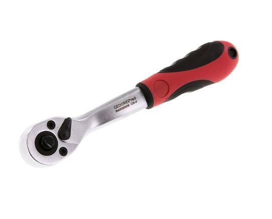 carraca angular roja de 1/4" con palanca de cambio de dirección
