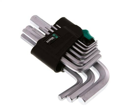 Wera Juego de llaves hexagonales de 9 piezas de 1,5 a 10 mm corto