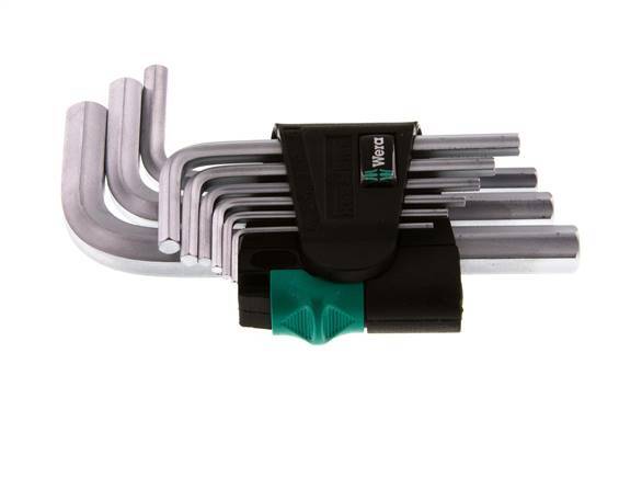 Wera Juego de llaves hexagonales de 9 piezas de 1,5 a 10 mm corto
