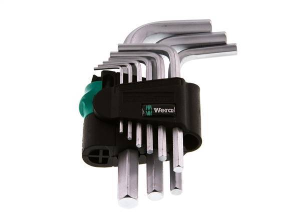 Wera Juego de llaves hexagonales de 9 piezas de 1,5 a 10 mm corto