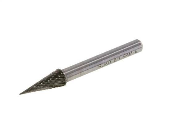 Fresa de carburo SKM con forma de cono puntiagudo de 8 mm