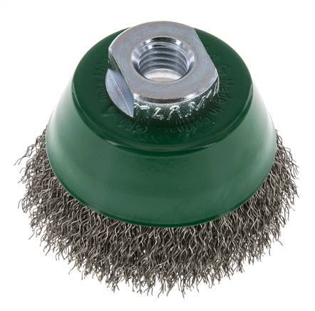 Cepillo de copa 65 mm (M 14X2) Alambre de acero inoxidable 0,3 mm (ondulado)