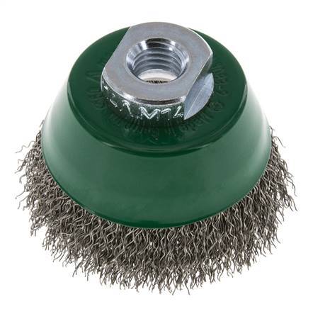 Cepillo de copa 65 mm (M 14X2) Alambre de acero inoxidable 0,3 mm (ondulado)