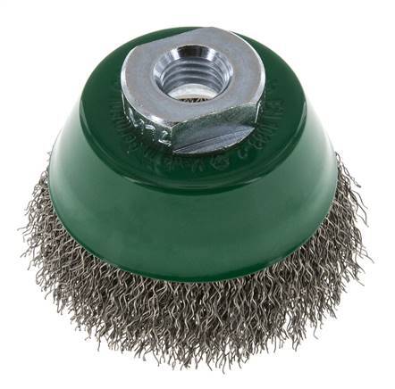 Cepillo de copa 65 mm (M 14X2) Alambre de acero inoxidable 0,3 mm (ondulado)