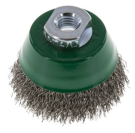 Cepillo de copa 65 mm (M 14X2) Alambre de acero inoxidable 0,3 mm (ondulado)