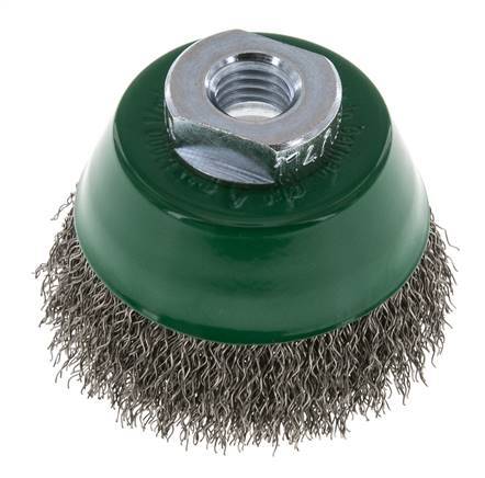 Cepillo de copa 65 mm (M 14X2) Alambre de acero inoxidable 0,3 mm (ondulado)