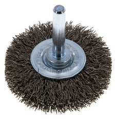Cepillo redondo 50x10 mm Eje de 6 mm Alambre de acero inoxidable 0,3 mm Corrugado