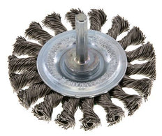 Cepillo redondo 75x12 mm Eje de 6 mm Alambre de acero inoxidable 0,5 mm 18xTrenzado