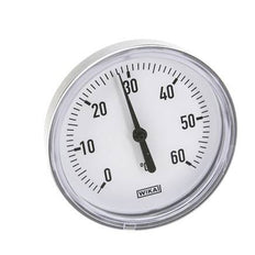 0 to +60°C Plastic Bimetallic Thermometer 80mm Cabinet 60mm Stem with Thermowell