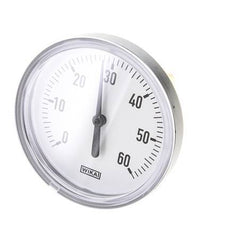 0 to +60°C Plastic Bimetallic Thermometer 80mm Cabinet 60mm Stem with Thermowell