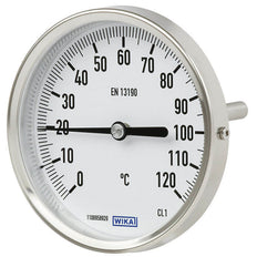 0 a +160°C Termómetro industrial bimetálico de acero inoxidable Gabinete de 100mm Vástago de 200mm