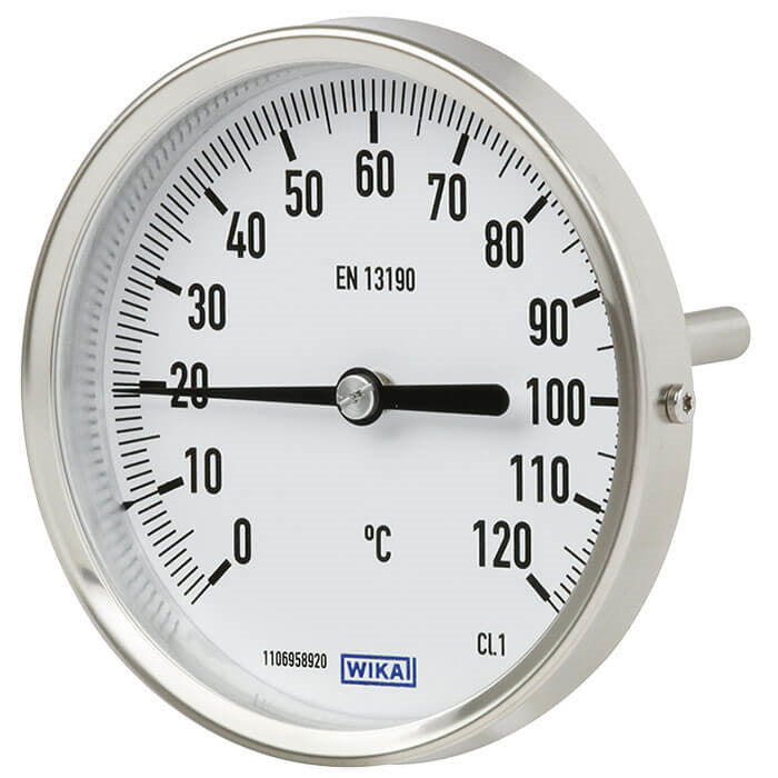 0 a +300°C Termómetro industrial bimetálico de acero inoxidable Gabinete de 63mm Vástago de 200mm