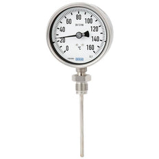 +20 a +180°C Termómetro bimetálico de acero inoxidable Gabinete de 63mm Fondo de vástago de 200mm