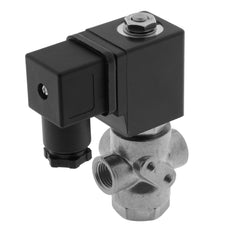 Electroválvula TP-DC 1/4'' 3/2 vías DI Acero inoxidable FKM 0-2bar 12V CC