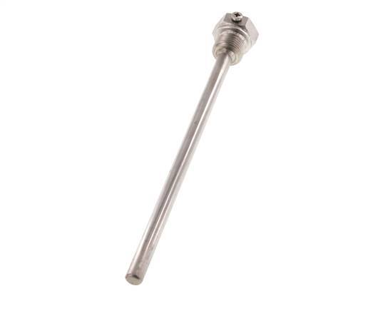 Termopozo de acero inoxidable G 1/2 pulg. fijado con pernos para vástago de 200 mm, máx. 600 °C y 25 bares