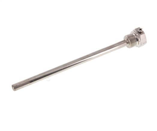 Termopozo de acero inoxidable G 1/2 pulg. fijado con pernos para vástago de 200 mm, máx. 600 °C y 25 bares