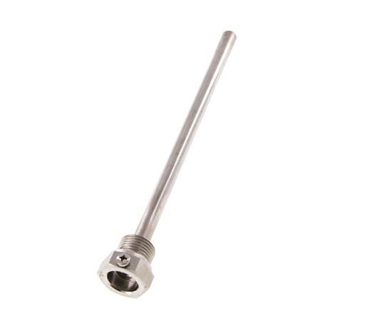 Termopozo de acero inoxidable G 1/2 pulg. fijado con pernos para vástago de 200 mm, máx. 600 °C y 25 bares