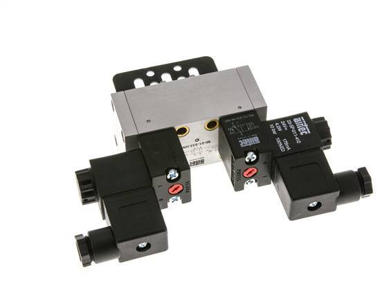 5/3 ISO 5599-1 Válvula solenoide central de escape 24V DC 3-10bar/42-140psi Airtec