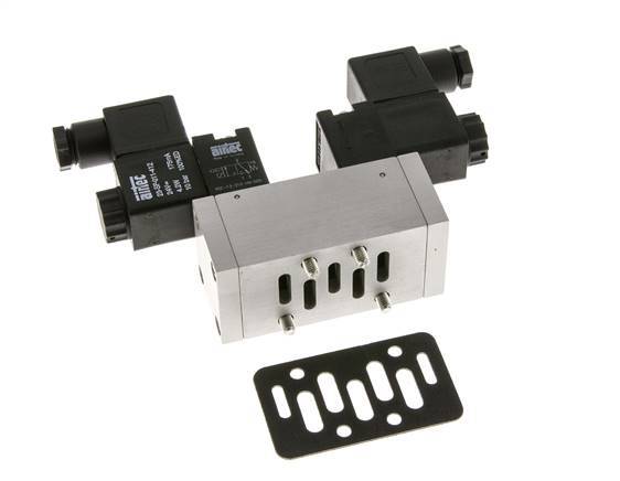 5/3 ISO 5599-1 Válvula solenoide central de escape 24V DC 3-10bar/42-140psi Airtec
