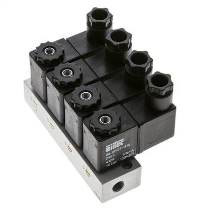 Válvula solenoide 4x3/2 G1/8'' NC 24V DC -0.95-10bar/-13.2-140psi Airtec