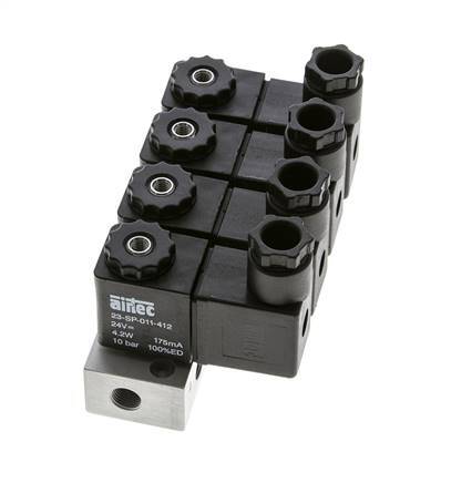 Válvula solenoide 4x3/2 G1/8'' NC 24V DC -0.95-10bar/-13.2-140psi Airtec