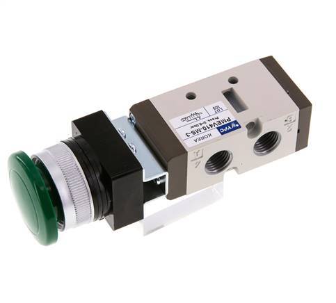válvula de botón de palma 5/2 G1/4'' (G1/8'') Verde 0-8bar/0-112psi YPC