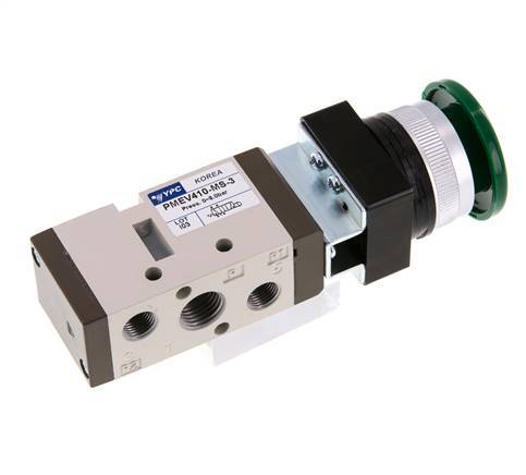 válvula de botón de palma 5/2 G1/4'' (G1/8'') Verde 0-8bar/0-112psi YPC