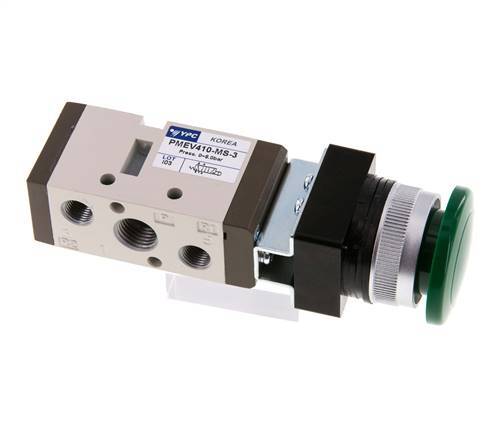 válvula de botón de palma 5/2 G1/4'' (G1/8'') Verde 0-8bar/0-112psi YPC